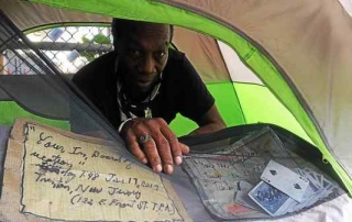 Homeless Man in Tent