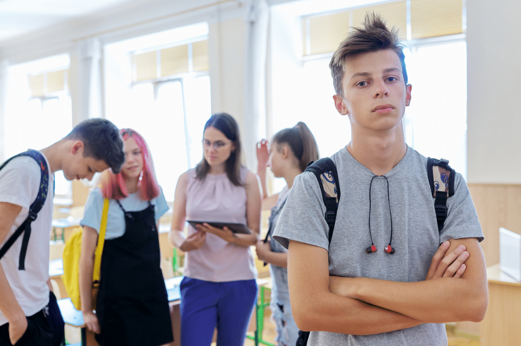 Boy upset at school